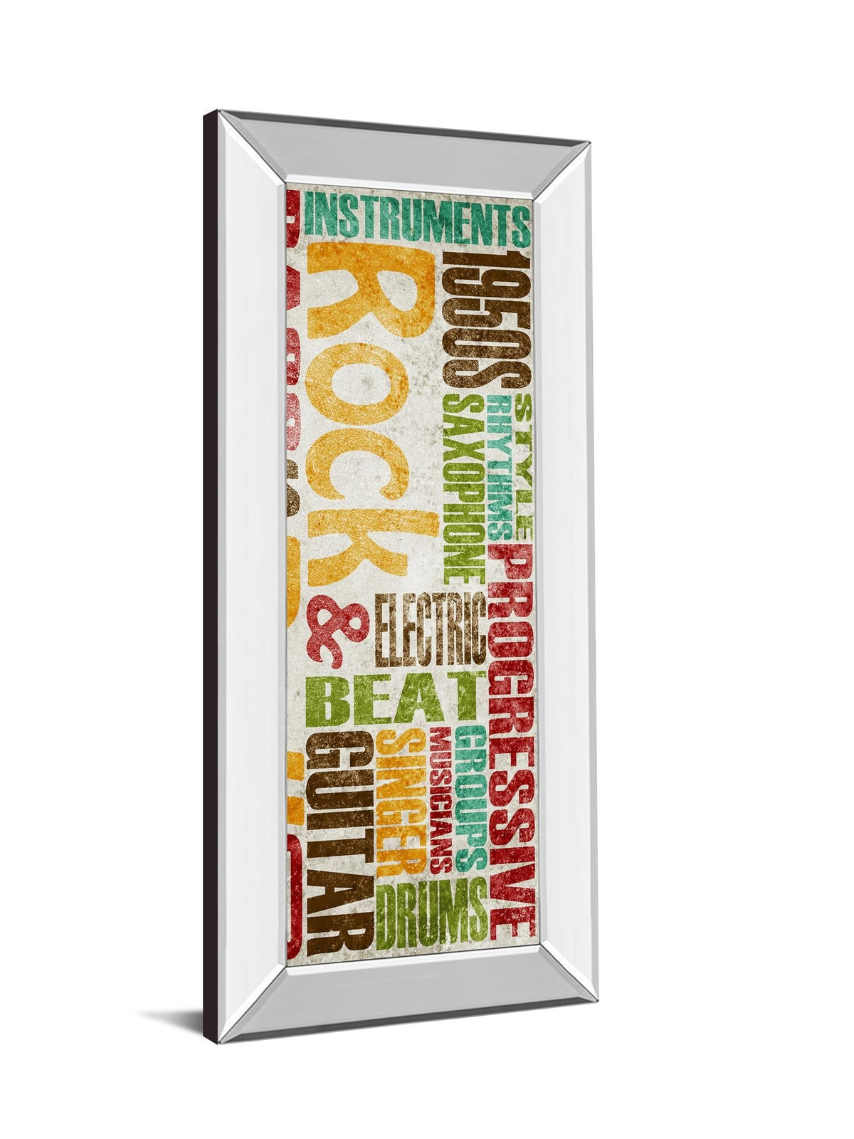 Mirrored Frame Rock & Roll By Sd Graphics Studio 18X42 Mirror Frame Print