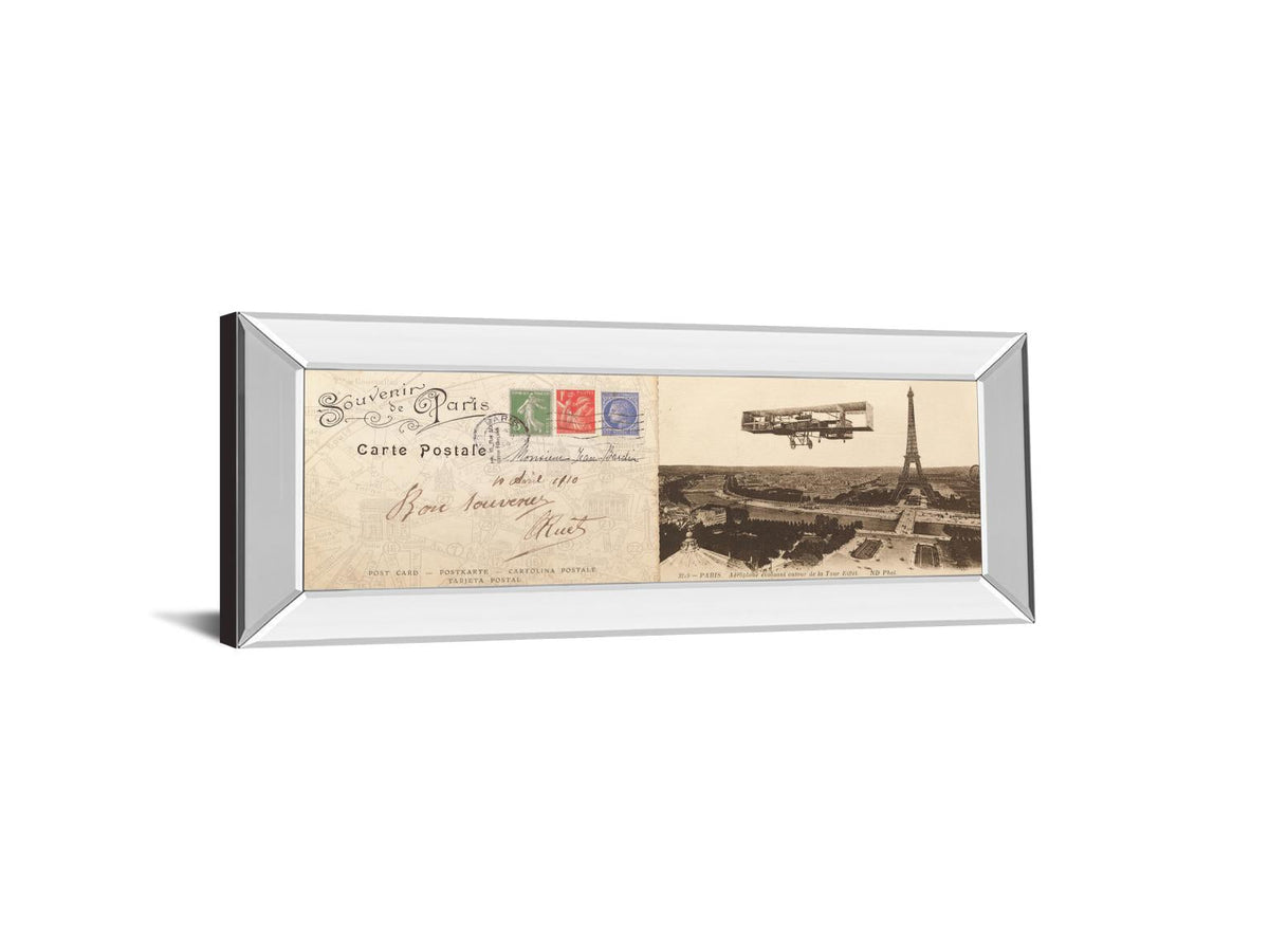 Mirrored Frame Lettre De Paris I By Wild Apple Graphics 18X42 Mirror Frame Print