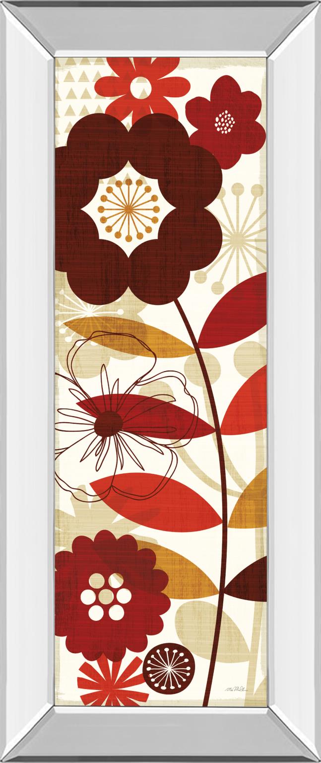 Mirrored Frame Floral Pop Panel I By Mo Mullan 18X42 Mirror Frame Print