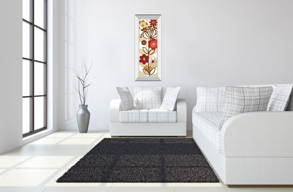 Mirrored Frame Floral Pop Panel Ii By Mo Mullan 18X42 Mirror Frame Print