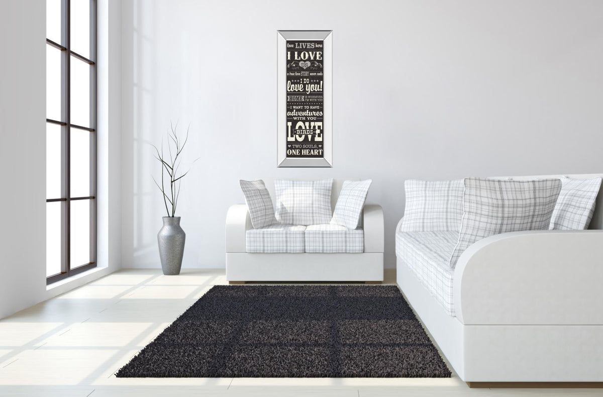 Mirrored Frame L-O-V-E Iii  By Pela Studio 18X42 Mirror Frame Print