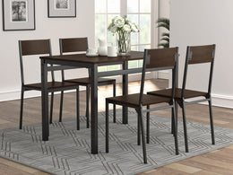 Lana  Rectangular Dining Set Dark Brown and Black