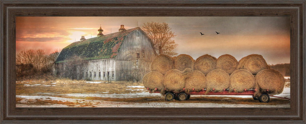 Sunset On The Farm By Lori Dieter 18X42 Framed Print