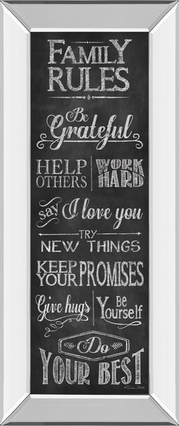 Mirrored Frame Family Rules By Susan Ball 18X42 Mirror Frame Print