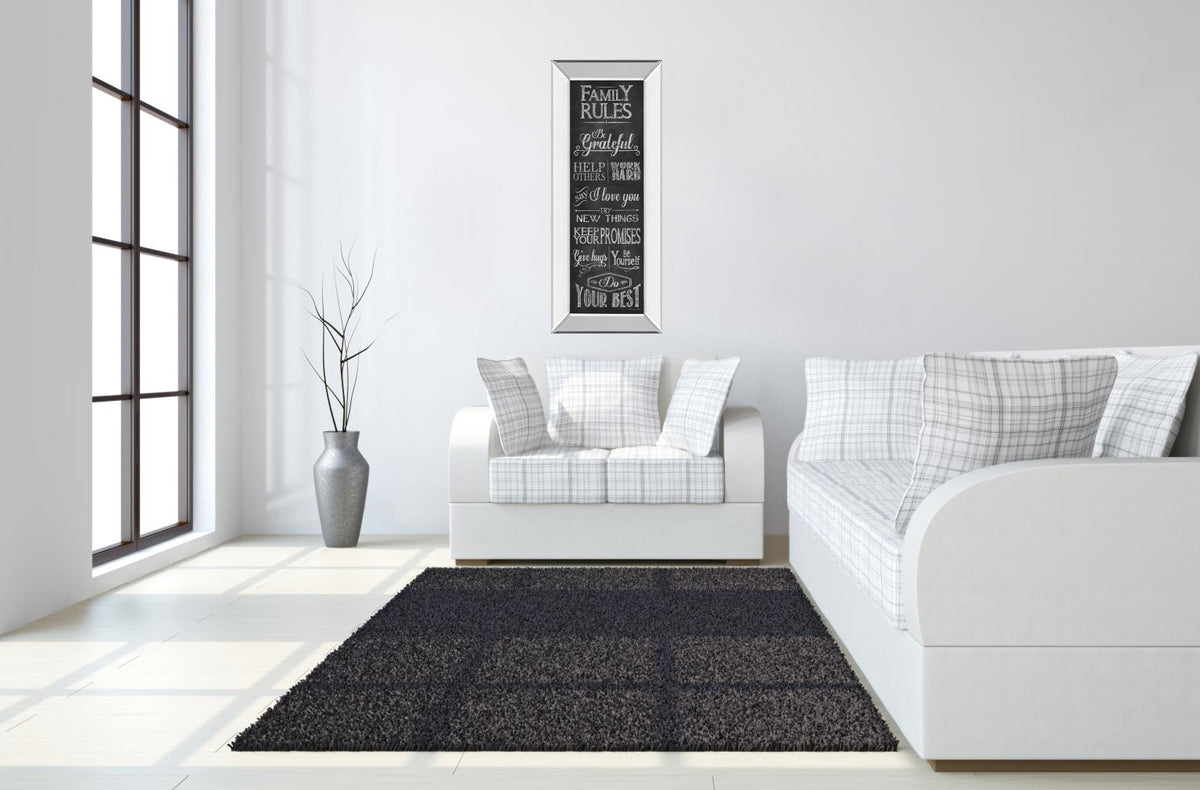 Mirrored Frame Family Rules By Susan Ball 18X42 Mirror Frame Print