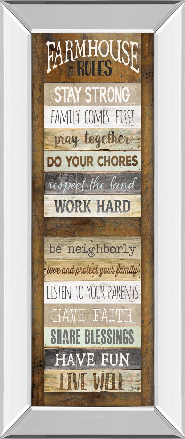 Mirrored Frame Farmhouse Rules Shutter  By Marla Rae ***Monl*** 18X42 Mirror Frame Print