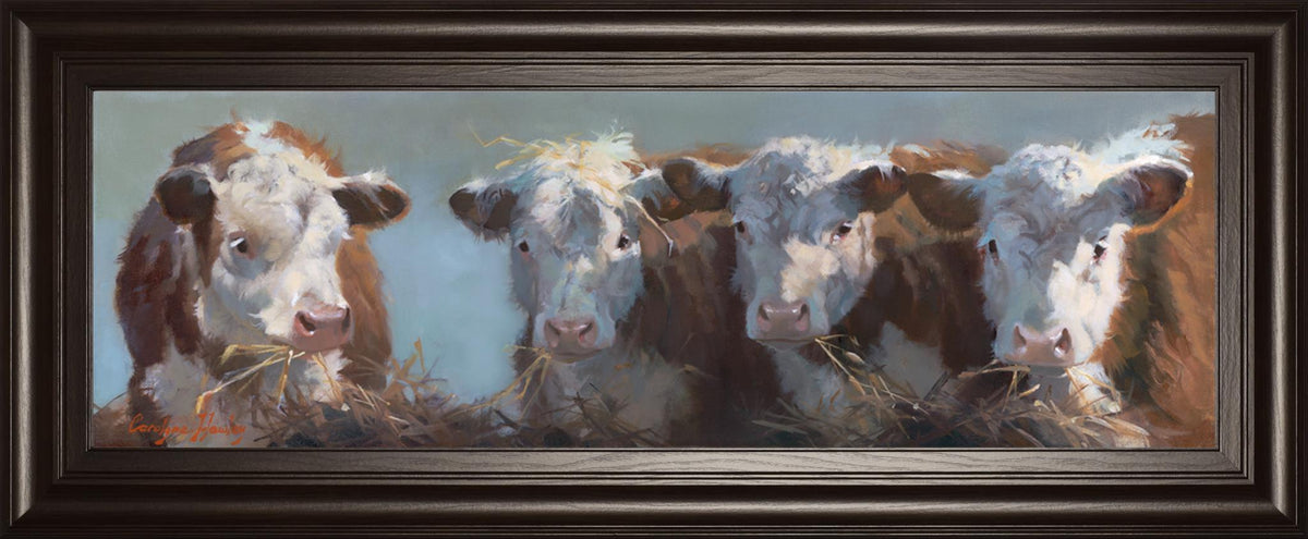 Little Bull & The Babes By Carolyne Hawley 18X42 Framed Print