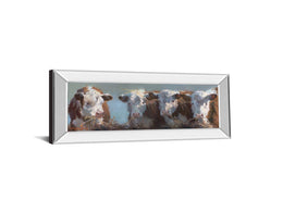 Mirrored Frame Little Bull & The Babes By Carolyne Hawley 18X42 Mirror Frame Print