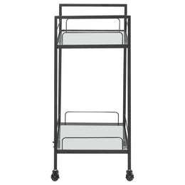Curltis 2-tier Rectangular Glass Shelf Metal Bar Cart Black