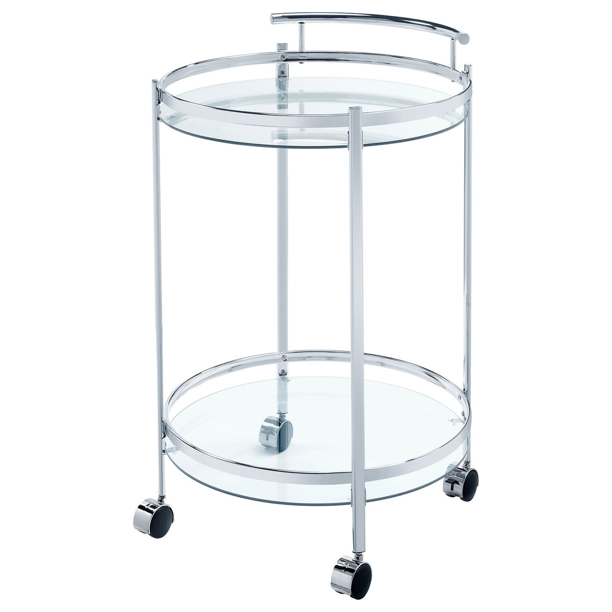 Chrissy 2-tier Round Glass Shelf Metal Bar Cart Brass