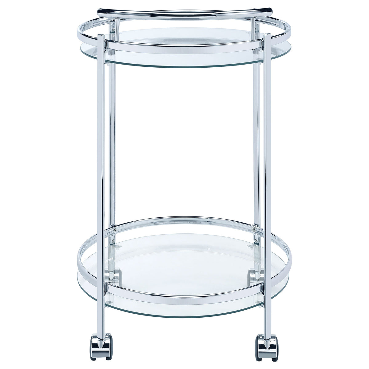 Chrissy 2-tier Round Glass Shelf Metal Bar Cart Brass