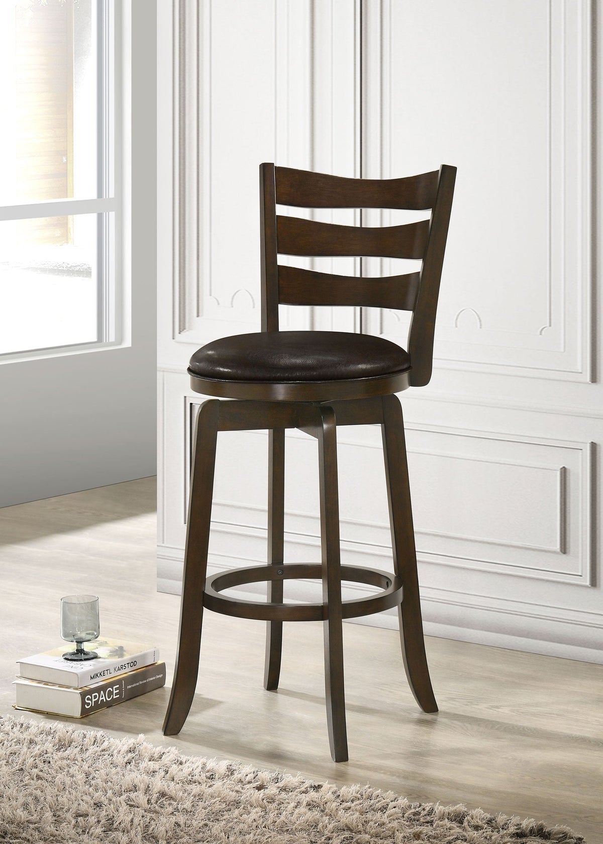 Murphy Wood Counter Height Swivel Bar Chair Dark Brown