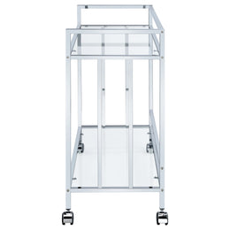 Cara 2-tier Rectangular Glass Shelf Metal Bar Cart Brass