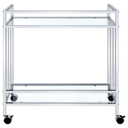 Cara 2-tier Rectangular Glass Shelf Metal Bar Cart Brass