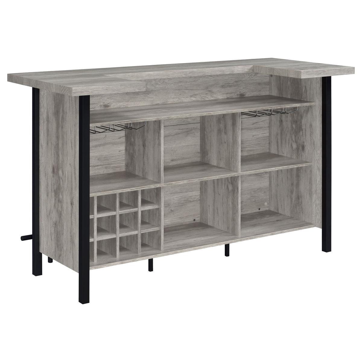 Bellemore Freestanding Home Bar Wine Cabinet Rustic Oak