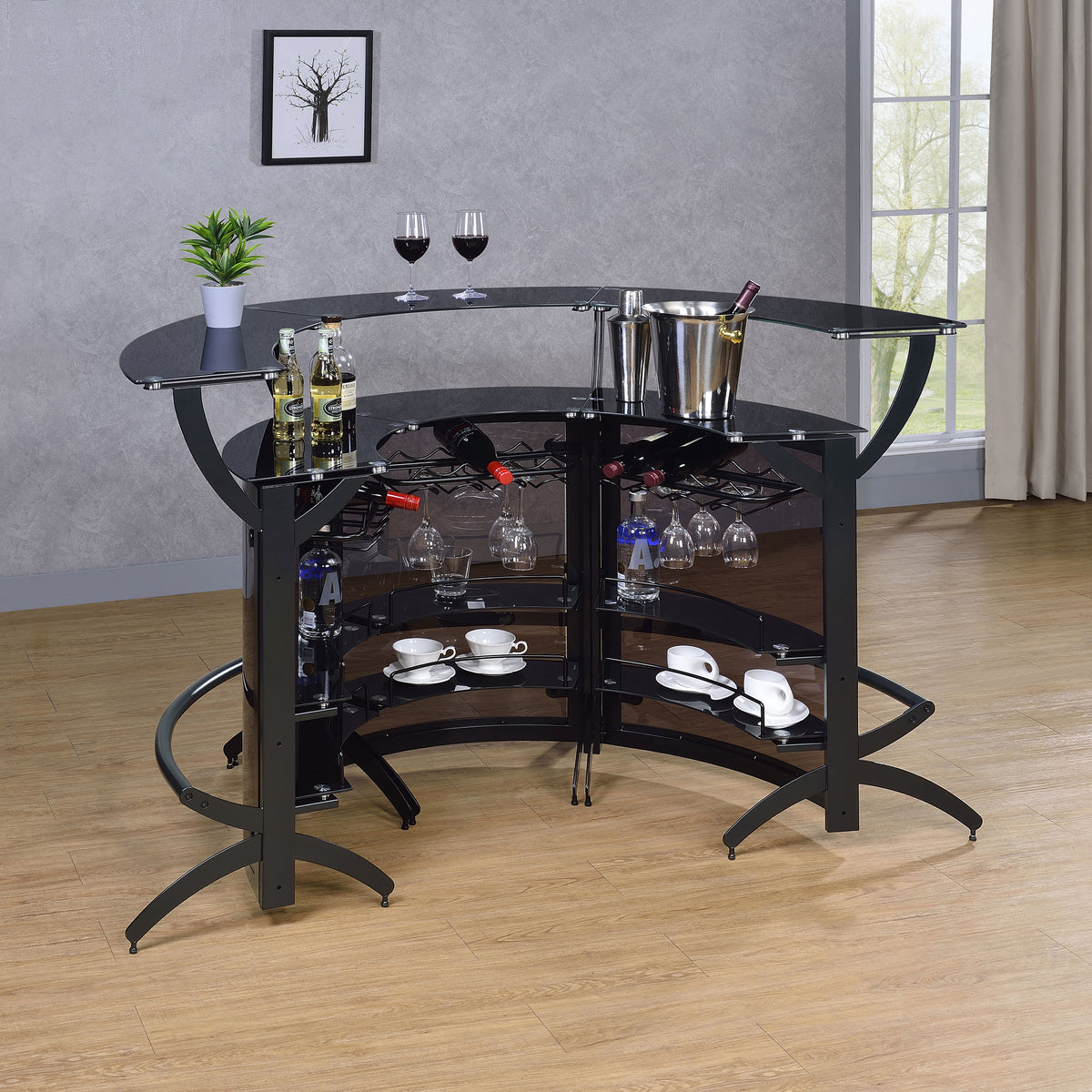 Dallas  Curved Freestanding Home Bar Cabinet