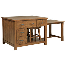 Mayfair 3-piece Kitchen Island with Extension Table Dark Oak