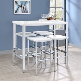 Natividad  Pub Height Bar Table Set White High Gloss