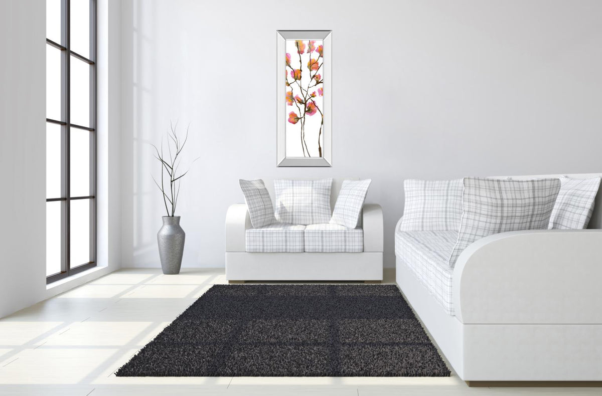Mirrored Frame Inky Blossoms I By Deborah Velasquez 18X42 Mirror Frame Print