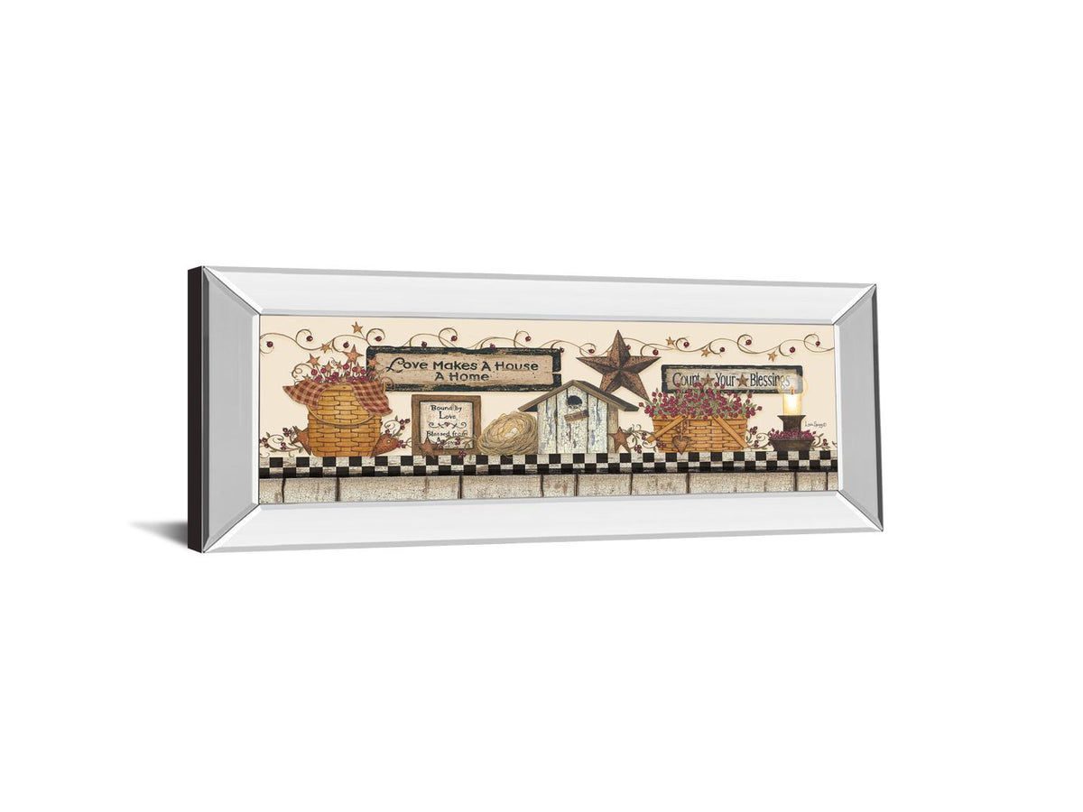 Mirrored Frame Love Makes A House A Home By Linda Spivey 18X42 Mirror Frame Print