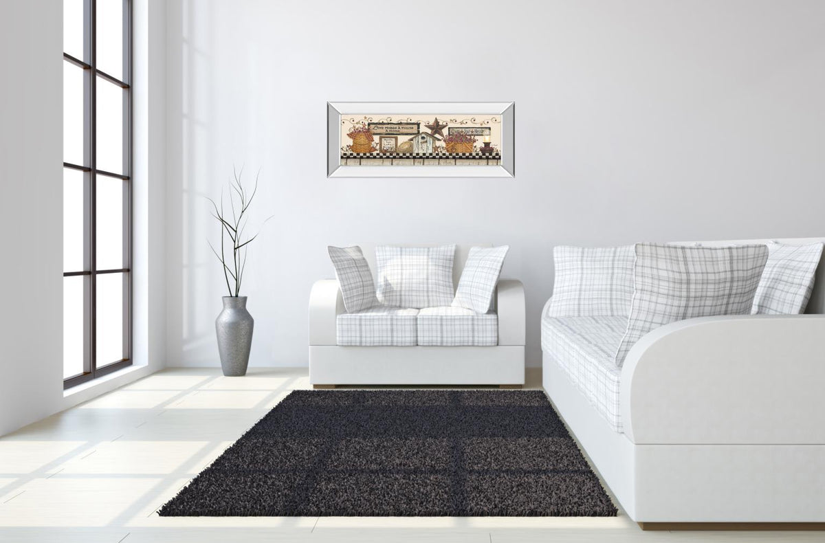 Mirrored Frame Love Makes A House A Home By Linda Spivey 18X42 Mirror Frame Print
