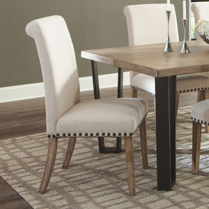 Salem Fabric Upholstered Dining Side Chair Beige (Set of 2)