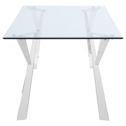 Alaia Rectangular 79-inch Glass Top Dining Table Chrome