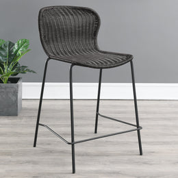 Mckinley Faux Rattan Metal Bar Chair Brown (Set of 2)