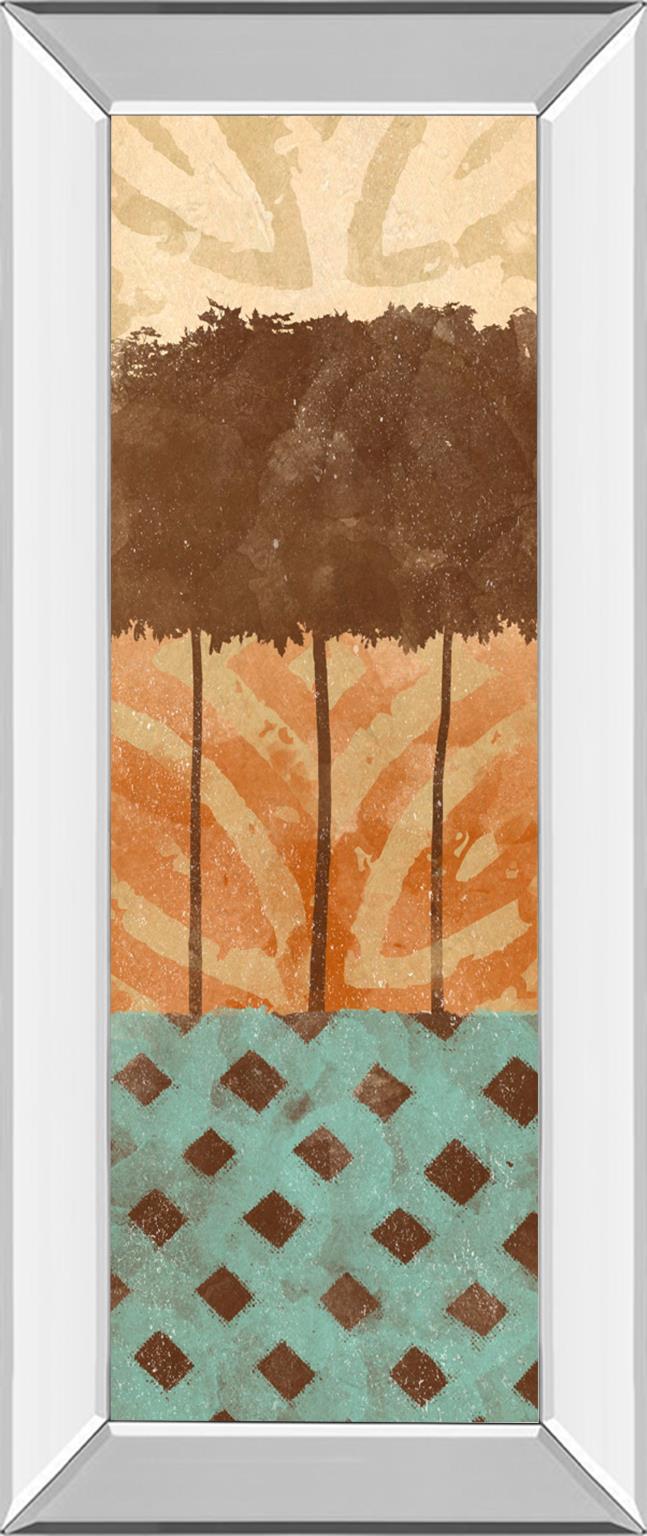 Mirrored Frame Tribal Trio Ii By Alonzo Saunders 18X42 Mirror Frame Print