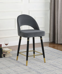 Lindsey Velvet Upholstered Counter Chair Black (Set of 2)