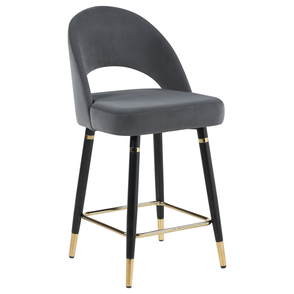 Lindsey Velvet Upholstered Counter Chair Black (Set of 2)