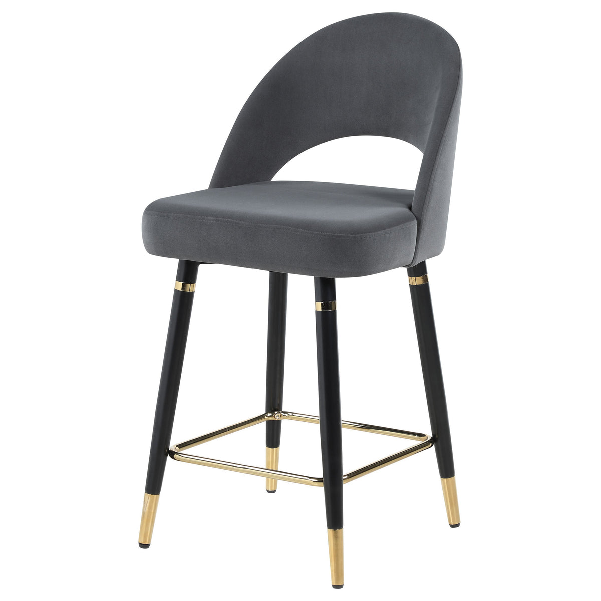 Lindsey Velvet Upholstered Counter Chair Black (Set of 2)