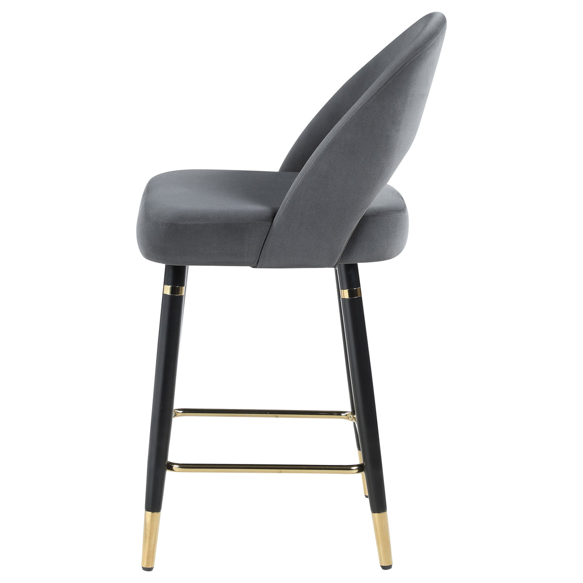 Lindsey Velvet Upholstered Counter Chair Black (Set of 2)
