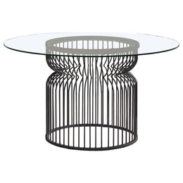 Granvia Round 54-inch Glass Top Metal Dining Table Gunmetal