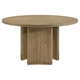 Adina 53-inch Round Wood Dining Table Distressed Light Brown