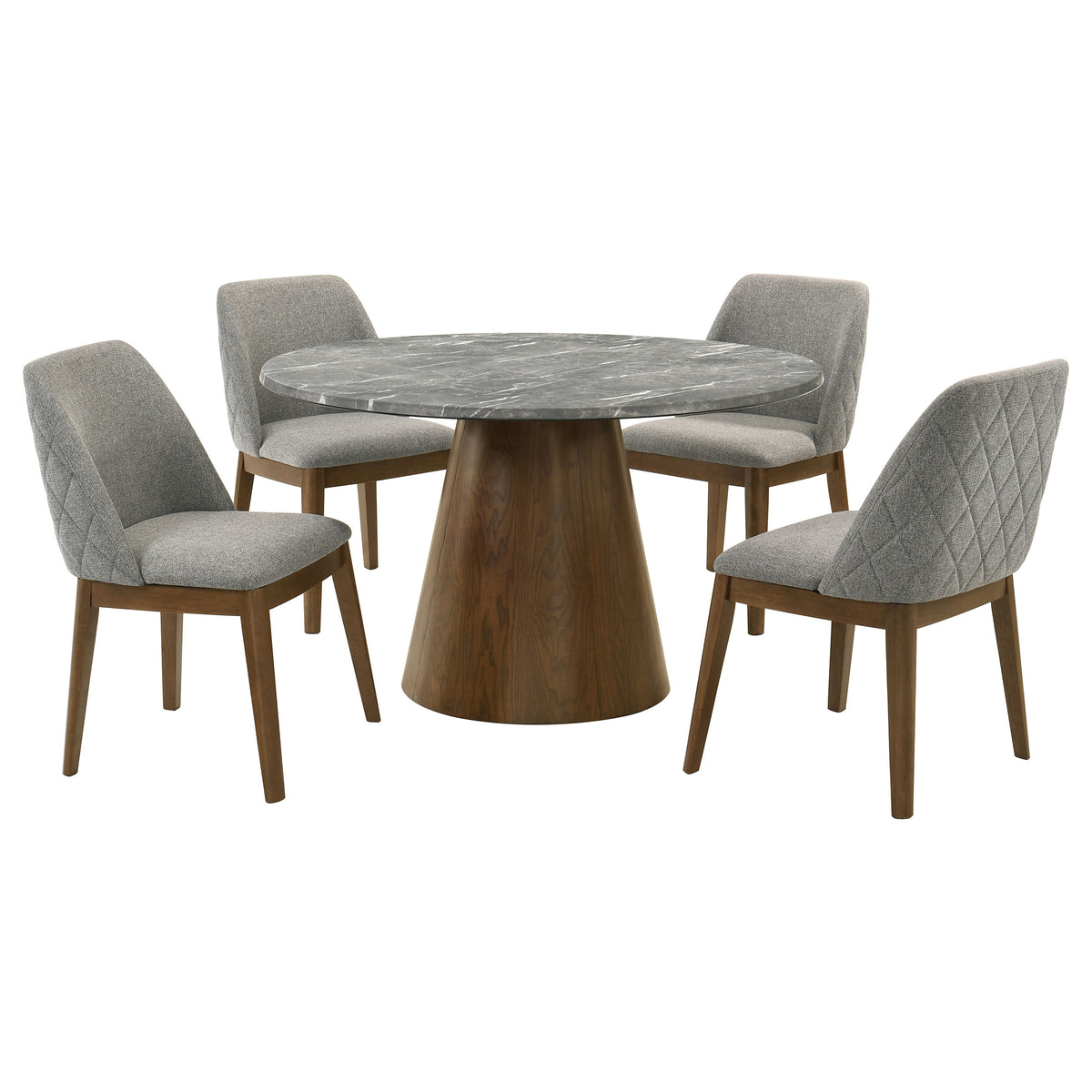 Franklin 5-piece Round Dining Table Set Grey and Dark Oak
