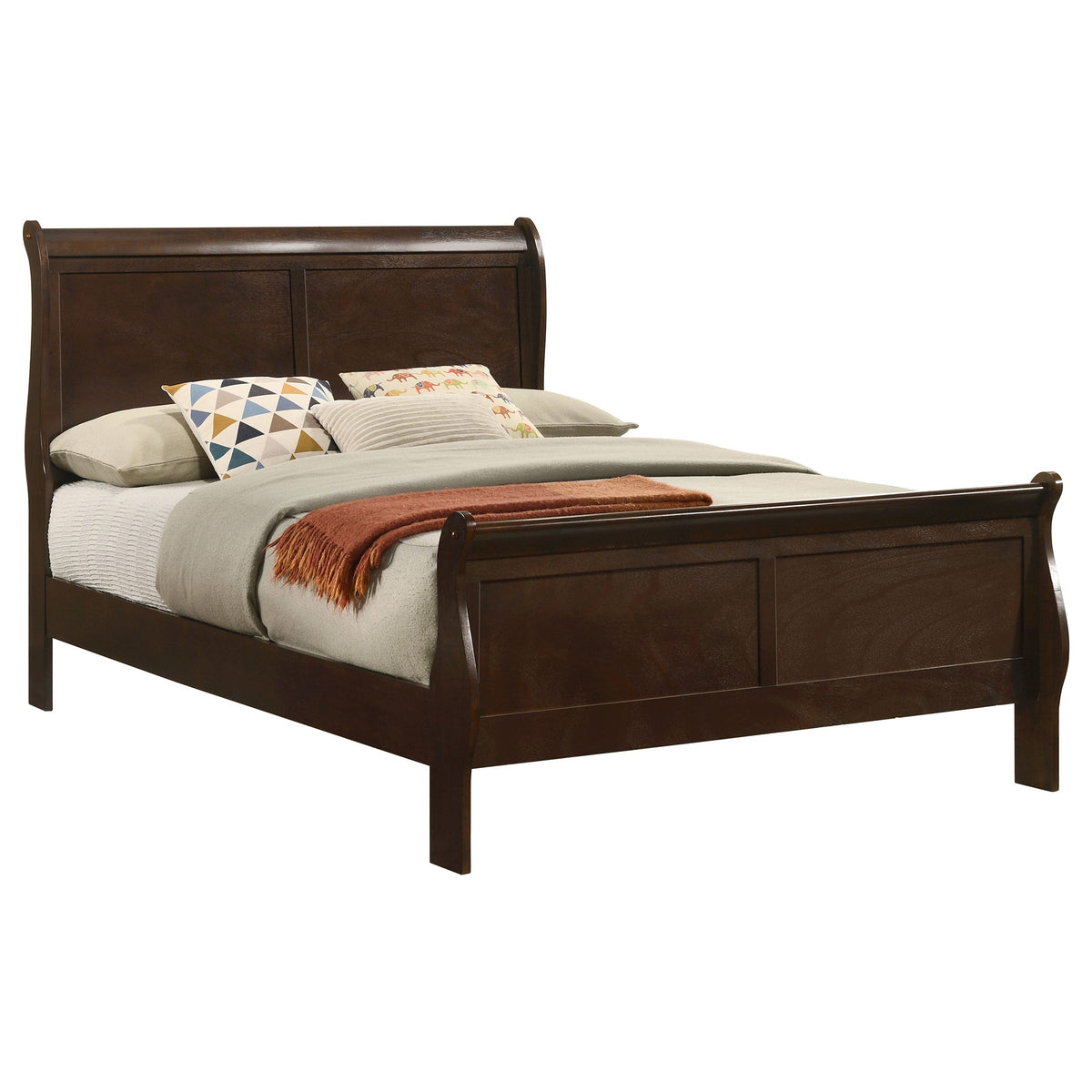 Louis Philippe 47-inch  Sleigh Panel Bed White