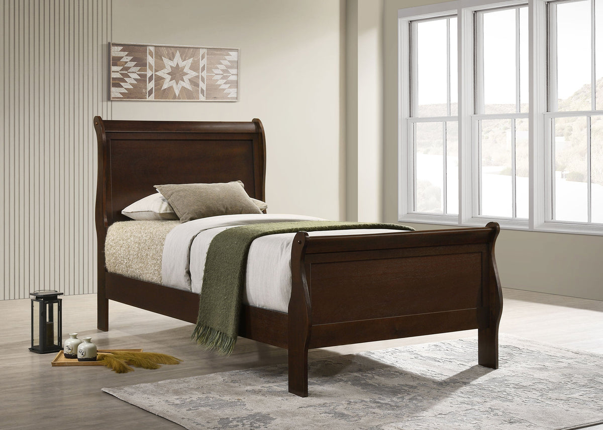 Louis Philippe 47-inch  Sleigh Panel Bed White