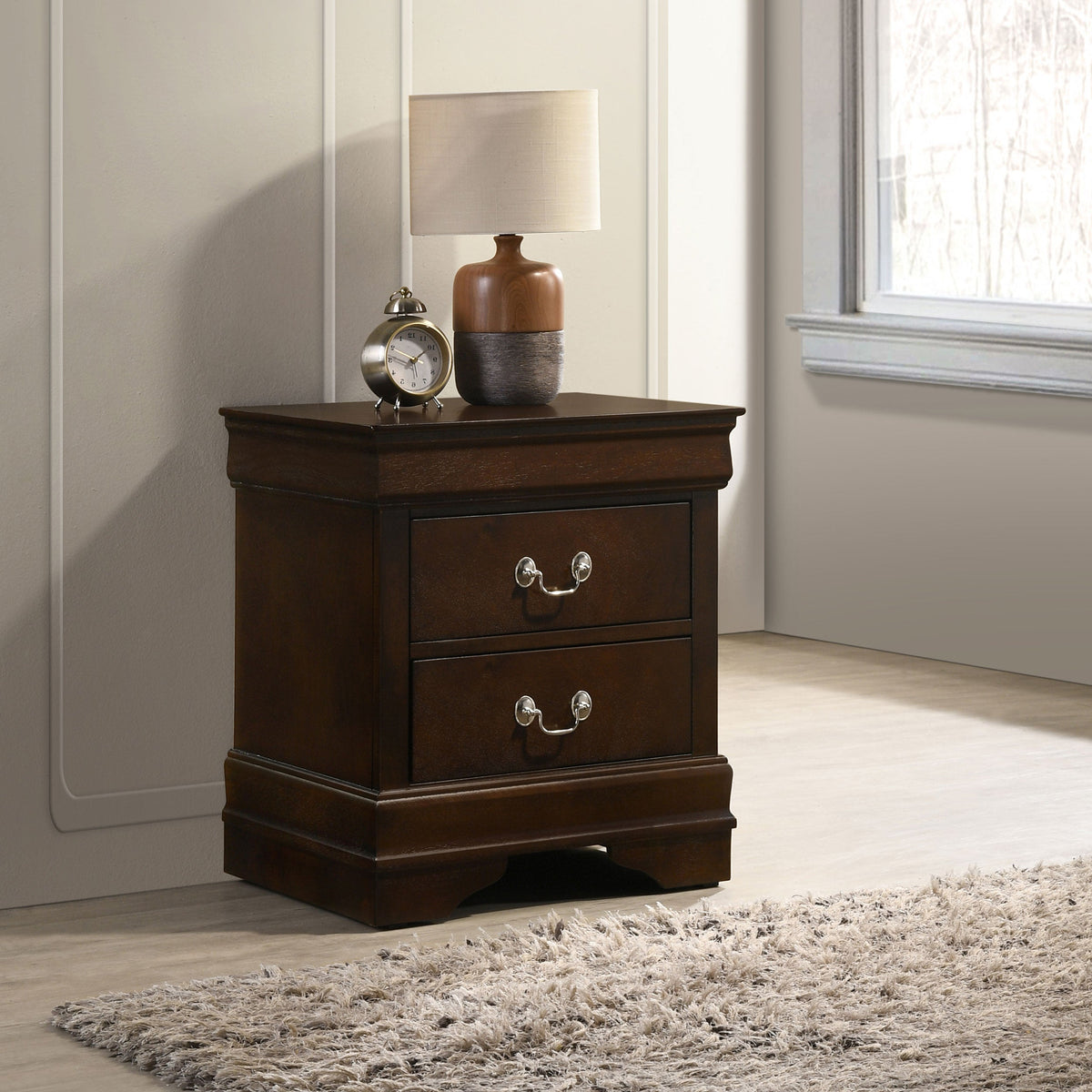 Louis Philippe 2-drawer Nightstand Bedside Table White