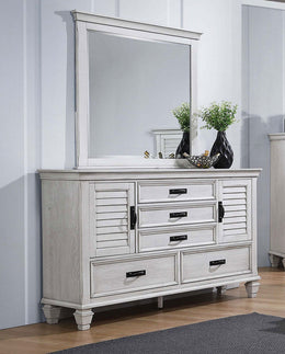 Franco 5-drawer Dresser Distressed White