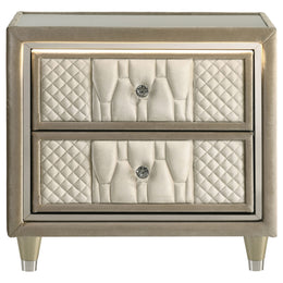 Lorient 2-drawer LED Nightstand with USB Ivory and Camel