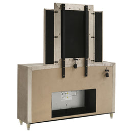 Lorient 8-drawer LED Flame Box Dresser and Mirror Ivory Camel