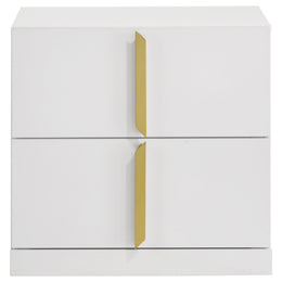 Ines 2-drawer Nightstand Bedside Table White High Gloss