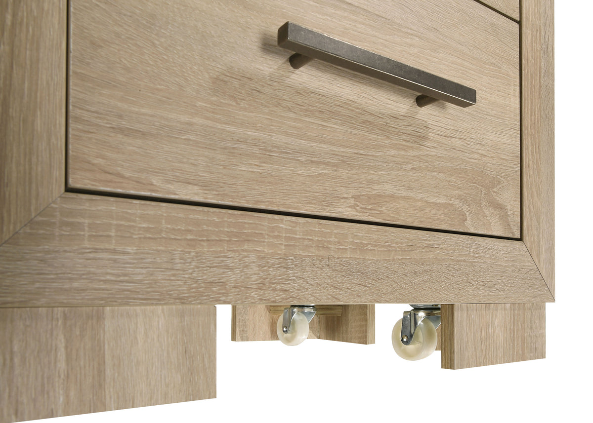 Arielle 2-drawer Bedroom Nightstand with Casters Light Oak