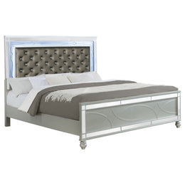 Gunnison Wood California King LED Panel Bed Silver Metallic