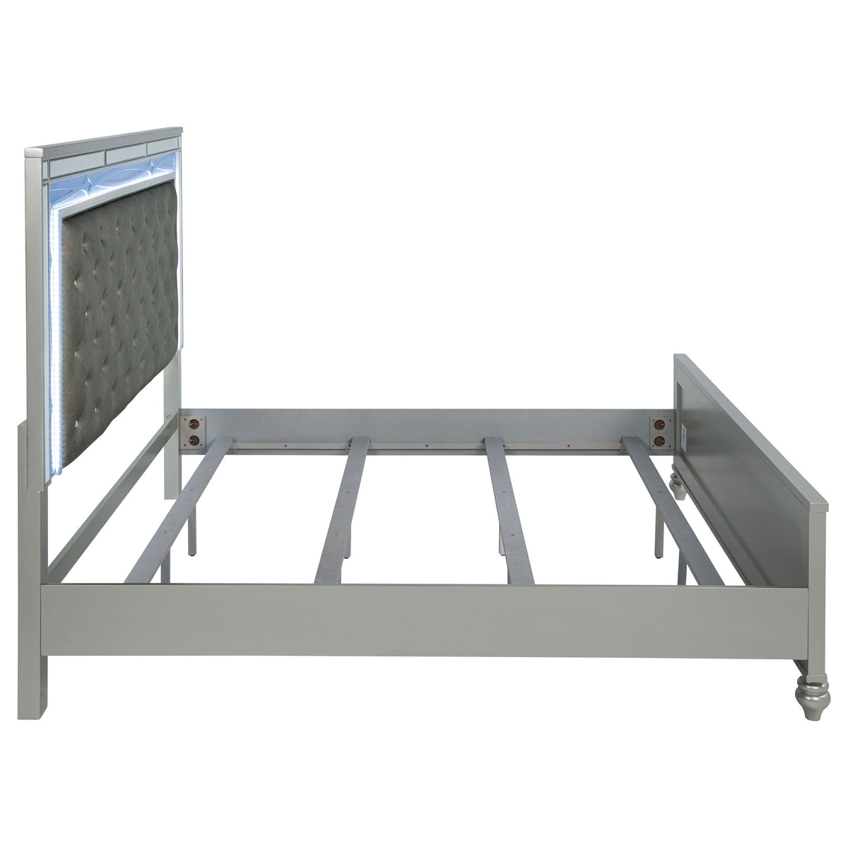 Gunnison Wood California King LED Panel Bed Silver Metallic