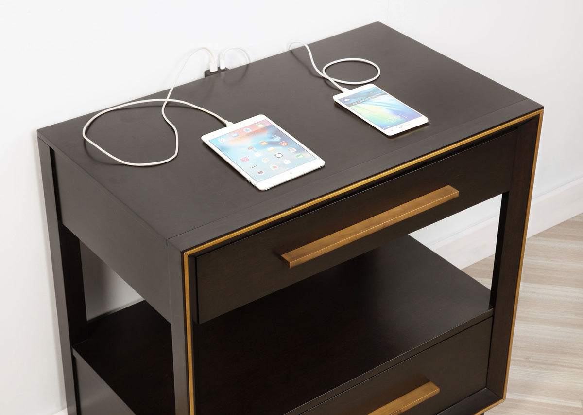 Durango 2-drawer Nightstand Bedside Table Taupe Oak