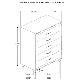 Melody 5-drawer Bedroom Chest Grey