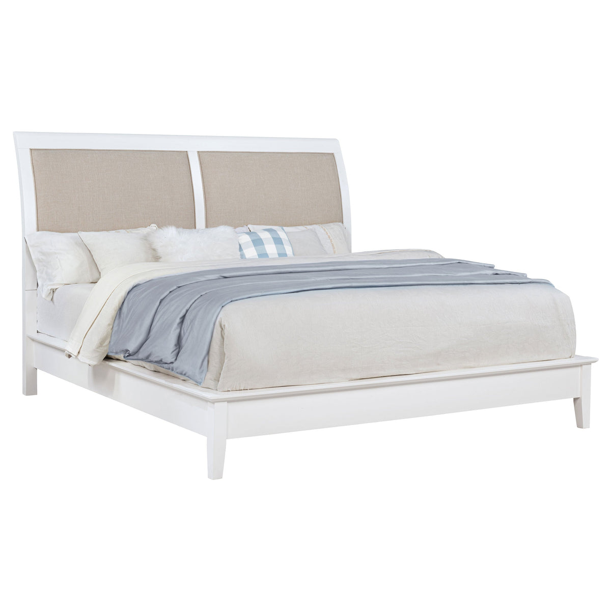 Bexhill 56-inch Upholstered California King Panel Bed White