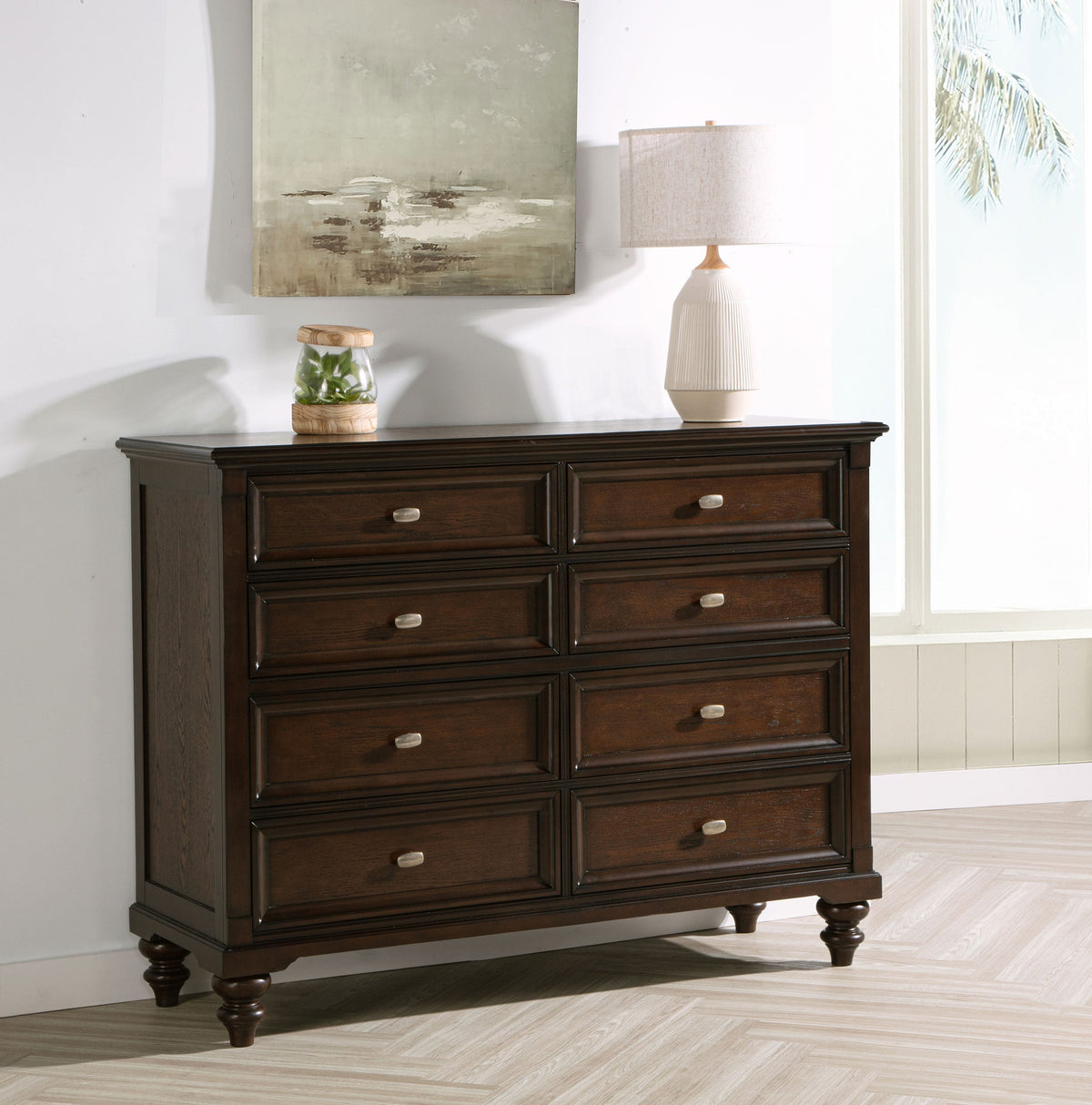 Andover 8-drawer Dresser and Mirror Dark Oak
